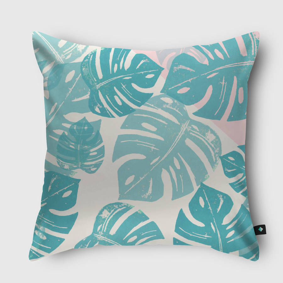 Linocut Monstera Rosy