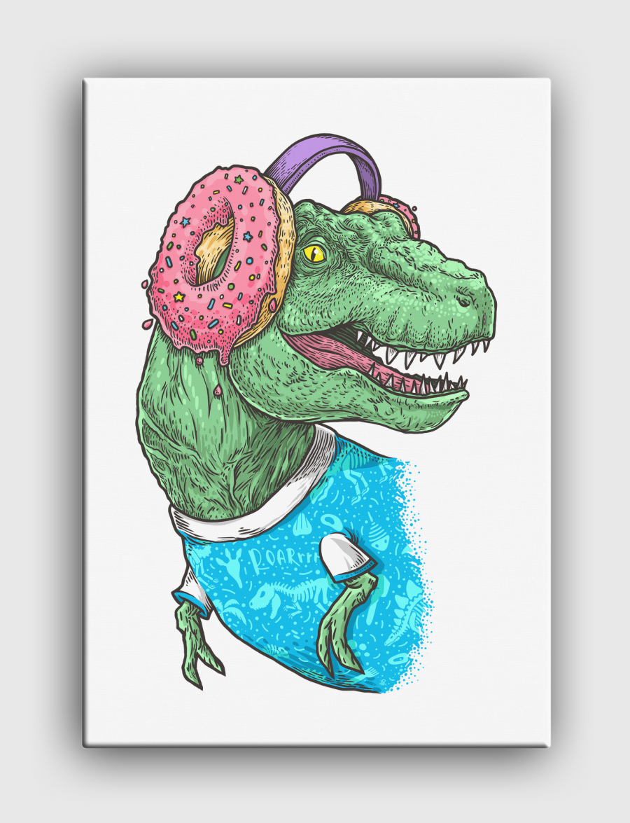 T-rex with headphones