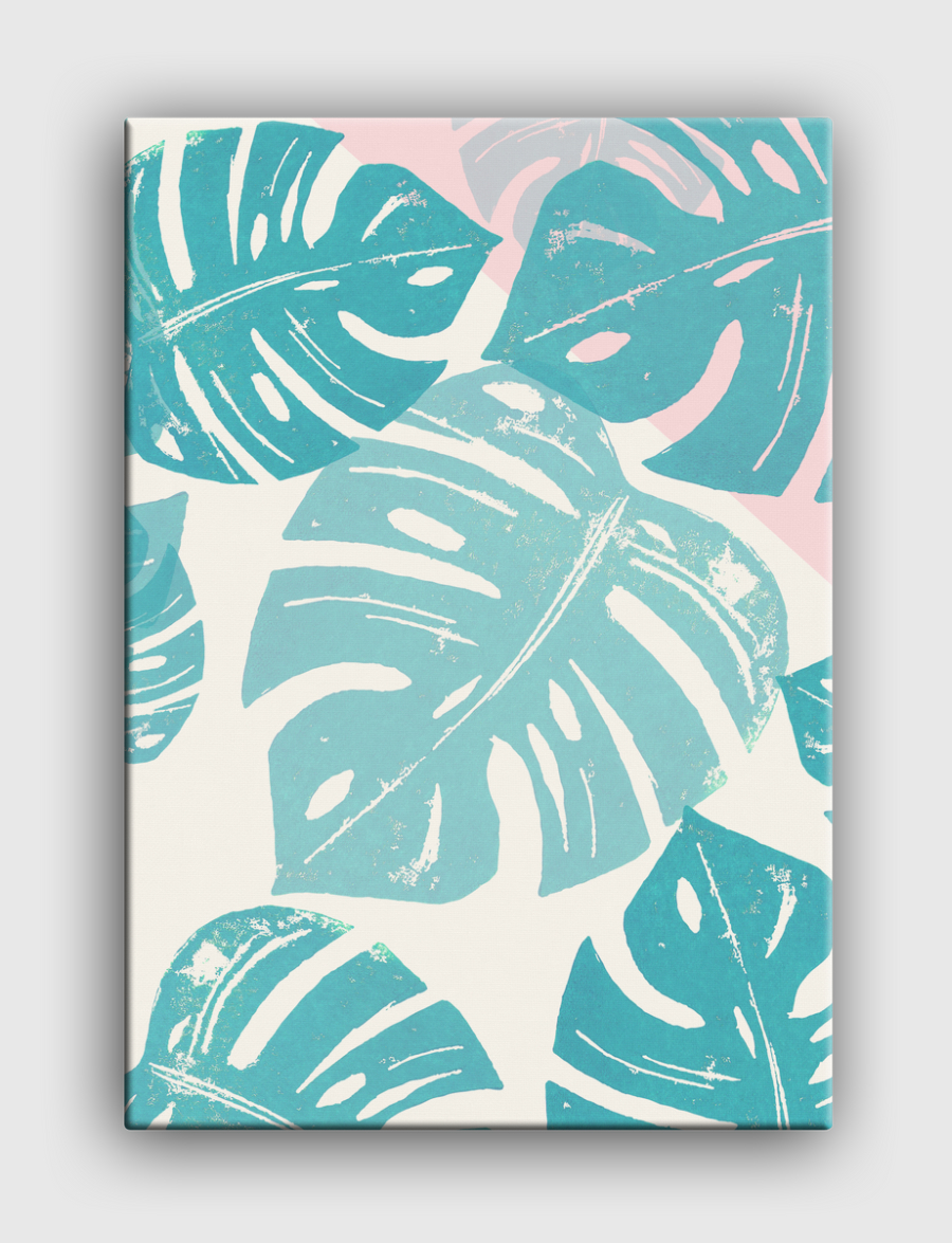 Linocut Monstera Rosy
