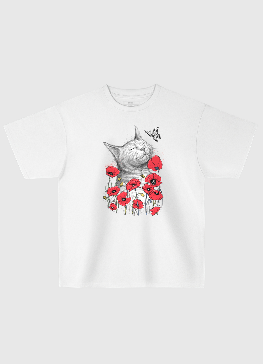 Cat in poppies