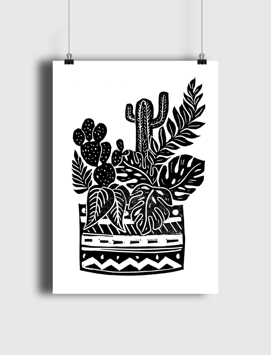 Botanical Pot Blockprint