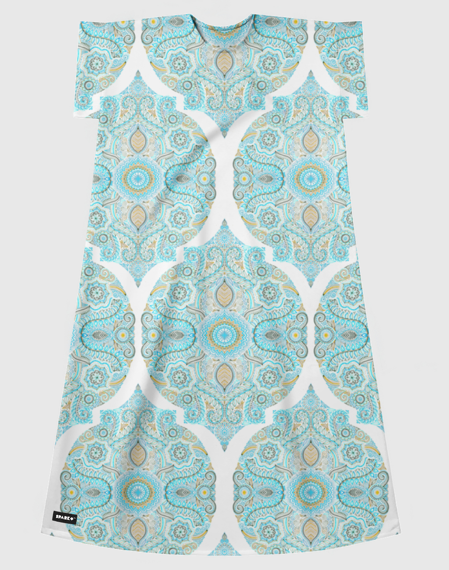 Aqua & Tan Doodle Pattern