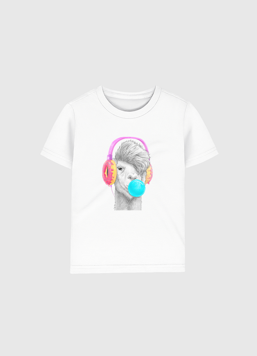 Lama in headphones