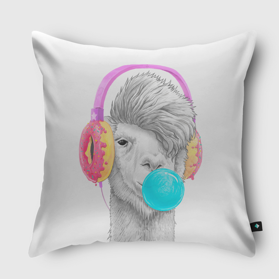 Lama in headphones