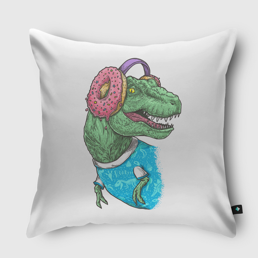 T-rex with headphones