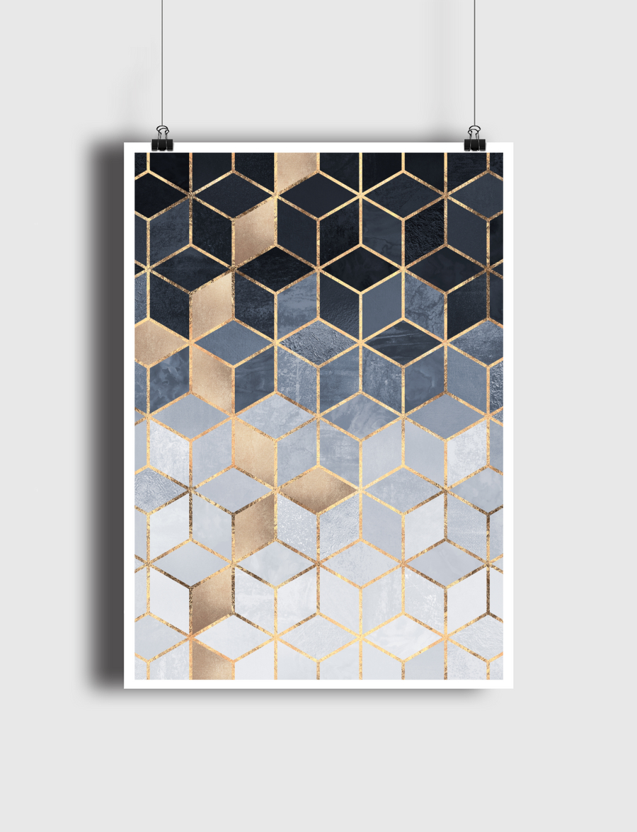 Soft Blue Gradient Cubes